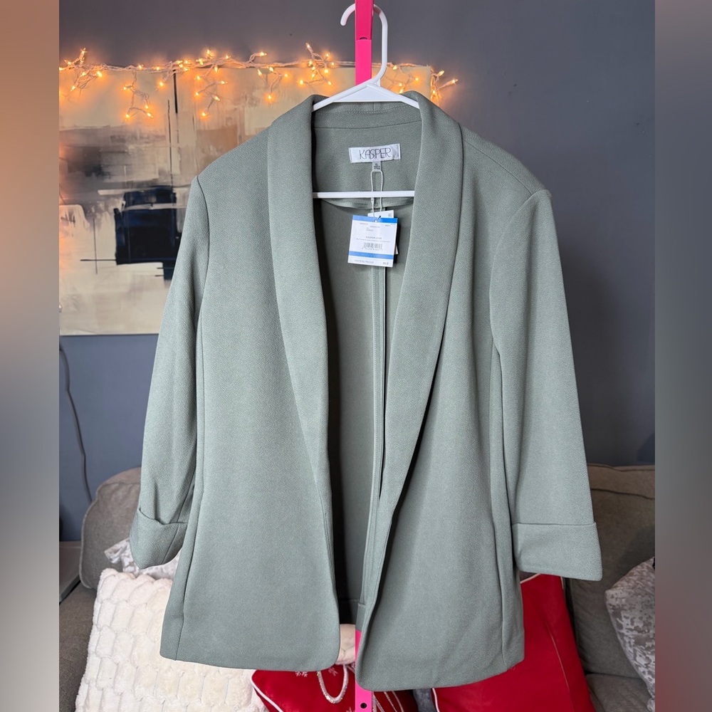 Kasper Dark Sea Stone Open Front Blazer Size XL NWT ✨